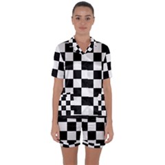 Chess Board Background Design Satin Short Sleeve Pajamas Set by Wegoenart