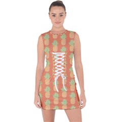 Pineapple Orange Pastel Lace Up Front Bodycon Dress by ConteMonfrey