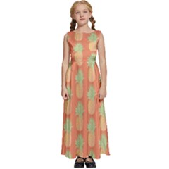 Pineapple Orange Pastel Kids  Satin Sleeveless Maxi Dress by ConteMonfrey