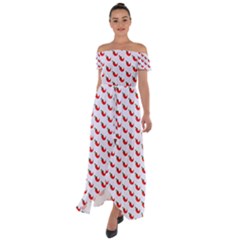 Small Mini Peppers White Off Shoulder Open Front Chiffon Dress by ConteMonfrey