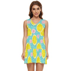 Blue Neon Lemons Tiered Sleeveless Mini Dress by ConteMonfrey