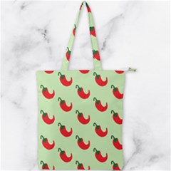 Small Mini Peppers Green Double Zip Up Tote Bag by ConteMonfrey