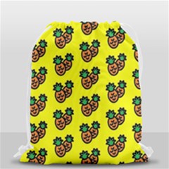 Yellow Background Pineapples Drawstring Bag (small) by ConteMonfrey