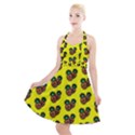 Yellow Background Pineapples Halter Party Swing Dress  View1