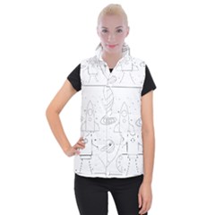 Going To Space - Cute Starship Doodle  Women s Button Up Vest by ConteMonfrey