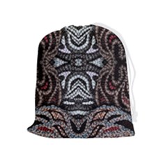Autumn Patterns Drawstring Pouch (xl) by kaleidomarblingart