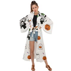 Halloween Jack O Lantern Vector Maxi Kimono by Ravend