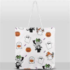 Halloween Jack O Lantern Vector Full Print Rope Handle Tote (large) by Ravend
