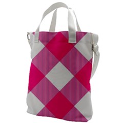 Pink And White Diagonal Plaids Canvas Messenger Bag by ConteMonfrey