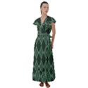 Dark Green Multi Colors Plaid  Flutter Sleeve Maxi Dress View1