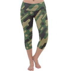 Camouflage Pattern Background Capri Yoga Leggings by Wegoenart