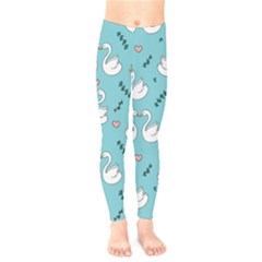 Elegant Swan Pattern Design Kids  Leggings by Wegoenart
