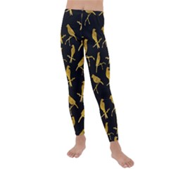 Background-with-golden-birds Kids  Lightweight Velour Leggings by Wegoenart
