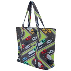 Urban Cars Seamless Texture Isometric Roads Car Traffic Seamless Pattern With Transport City Vector Zip Up Canvas Bag by Wegoenart