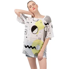 Graphic-design-geometric-background Oversized Chiffon Top by Wegoenart