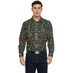 Seamless-vector-pattern-with-watermelons-mint -- Men s Long Sleeve Pocket Shirt  by Wegoenart