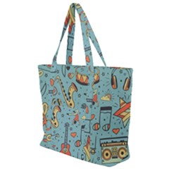 Seamless-pattern-musical-instruments-notes-headphones-player Zip Up Canvas Bag by Wegoenart