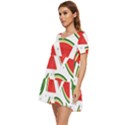Watermelon Cuties White Tiered Short Sleeve Babydoll Dress View3