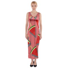 Red Watermelon Popsicle Fitted Maxi Dress by ConteMonfrey