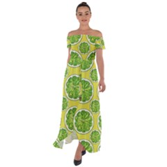 Lemon Cut Off Shoulder Open Front Chiffon Dress by ConteMonfrey