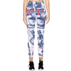 London Seamless Pattern Pocket Leggings  by Wegoenart