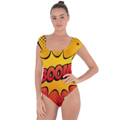 Explosion Boom Pop Art Style Short Sleeve Leotard  by Wegoenart