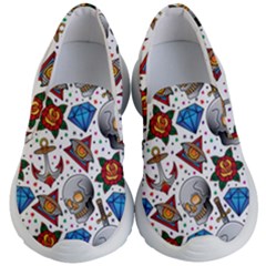 Full Color Flash Tattoo Patterns Kids Lightweight Slip Ons by Wegoenart