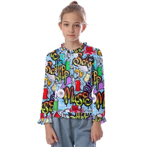 Graffiti Characters Seamless Patterns Kids  Frill Detail Tee by Wegoenart