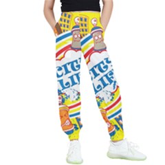 Colorful City Life Horizontal Seamless Pattern Urban City Kids  Elastic Waist Pants by Wegoenart