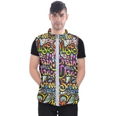 Graffiti Word Seamless Pattern Men s Puffer Vest by Wegoenart