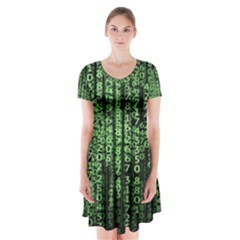 Matrix Technology Tech Data Digital Network Short Sleeve V-neck Flare Dress by Wegoenart