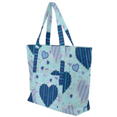Hearts Pattern Paper Wallpaper Blue Background Zip Up Canvas Bag by Wegoenart