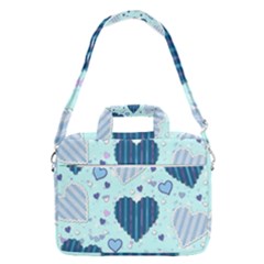 Hearts Pattern Paper Wallpaper Blue Background Macbook Pro 16  Shoulder Laptop Bag by Wegoenart
