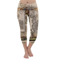 Antique Map Railway Lines Railway Train Char Capri Winter Leggings  by Wegoenart