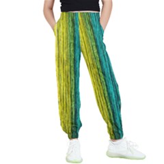 Line Rope Fiber Close Up Multicoloured Background Kids  Elastic Waist Pants by Wegoenart