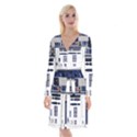 Robot R2d2 R2 D2 Pattern Long Sleeve Velvet Front Wrap Dress View1