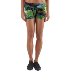 Landscape Illustration Nature Painting Yoga Shorts by Wegoenart