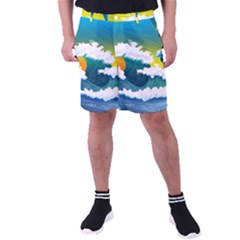 Dolphin Seagull Sea Ocean Wave Blue Water Men s Pocket Shorts by Wegoenart