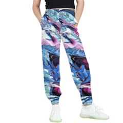 Feathers Kids  Elastic Waist Pants by kaleidomarblingart