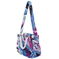 Feathers Rope Handles Shoulder Strap Bag by kaleidomarblingart