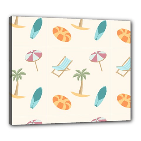Cool Summer Pattern - Beach Time!   Canvas 24  X 20  (stretched) by ConteMonfrey