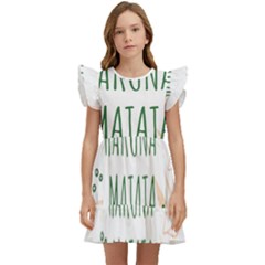 Hakuna Matata Tropical Leaves With Inspirational Quote Kids  Winged Sleeve Dress by Jancukart