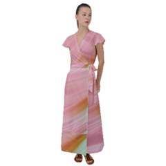 Gradient Ice Cream Pink Green Flutter Sleeve Maxi Dress by ConteMonfrey