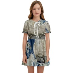 Wave Sea Ocean Splash Water Surf Foam Movement Kids  Sweet Collar Dress by Wegoenart