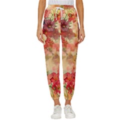 Seamless Pattern Textile Surface Luxury Vintage Cropped Drawstring Pants by Wegoenart