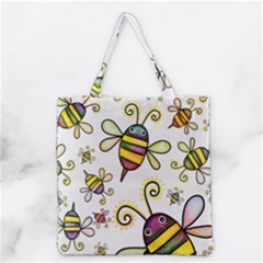 Bee Doodle Cartoon Grocery Tote Bag by Wegoenart