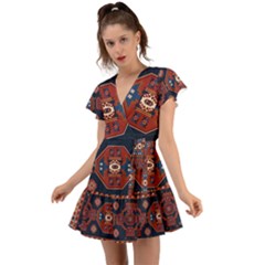 Armenian Carpet Flutter Sleeve Wrap Dress by Gohar