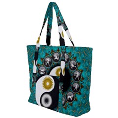 Yin Yang Horoscope Astrology Zodiac Signs Zodiac Zip Up Canvas Bag by Wegoenart