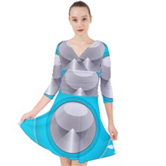 Blue Washing Machine, Electronics Quarter Sleeve Front Wrap Dress by Jancukart