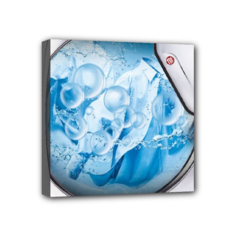 Silver Framed Washing Machine Animated Mini Canvas 4  X 4  (stretched) by Jancukart